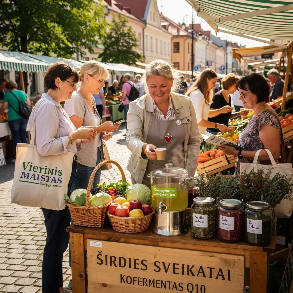 Širdies raumens iliustracija, rodančia, kaip kofermentas Q10 padeda palaikyti jo funkciją.
